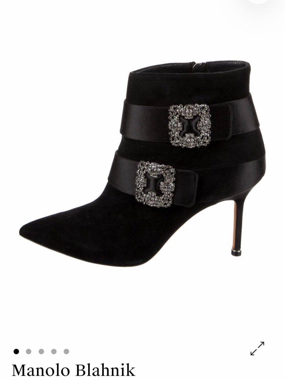 RARE Manolo Blahnik Hangisi Plinia Black Crystal Bootie/ Ankle Boot